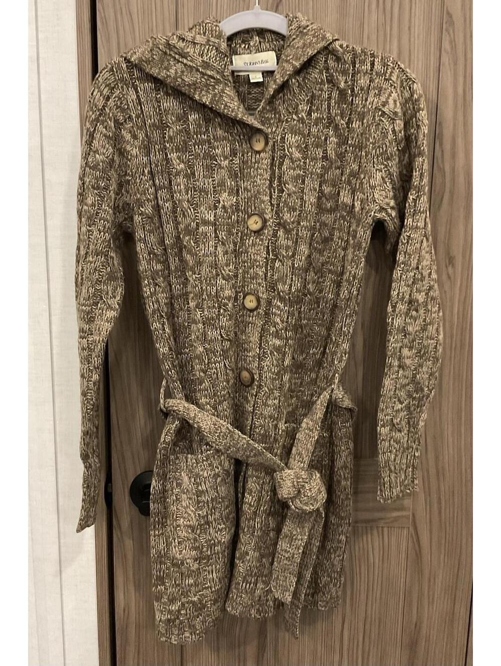 St John’s Bay Womens Brown Button Up Hooded Cardigan Size Small